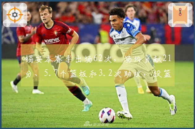 锡安本赛季出场62次，场均贡献21分、5.7个篮板和3.2次助攻，投篮命中率达60%